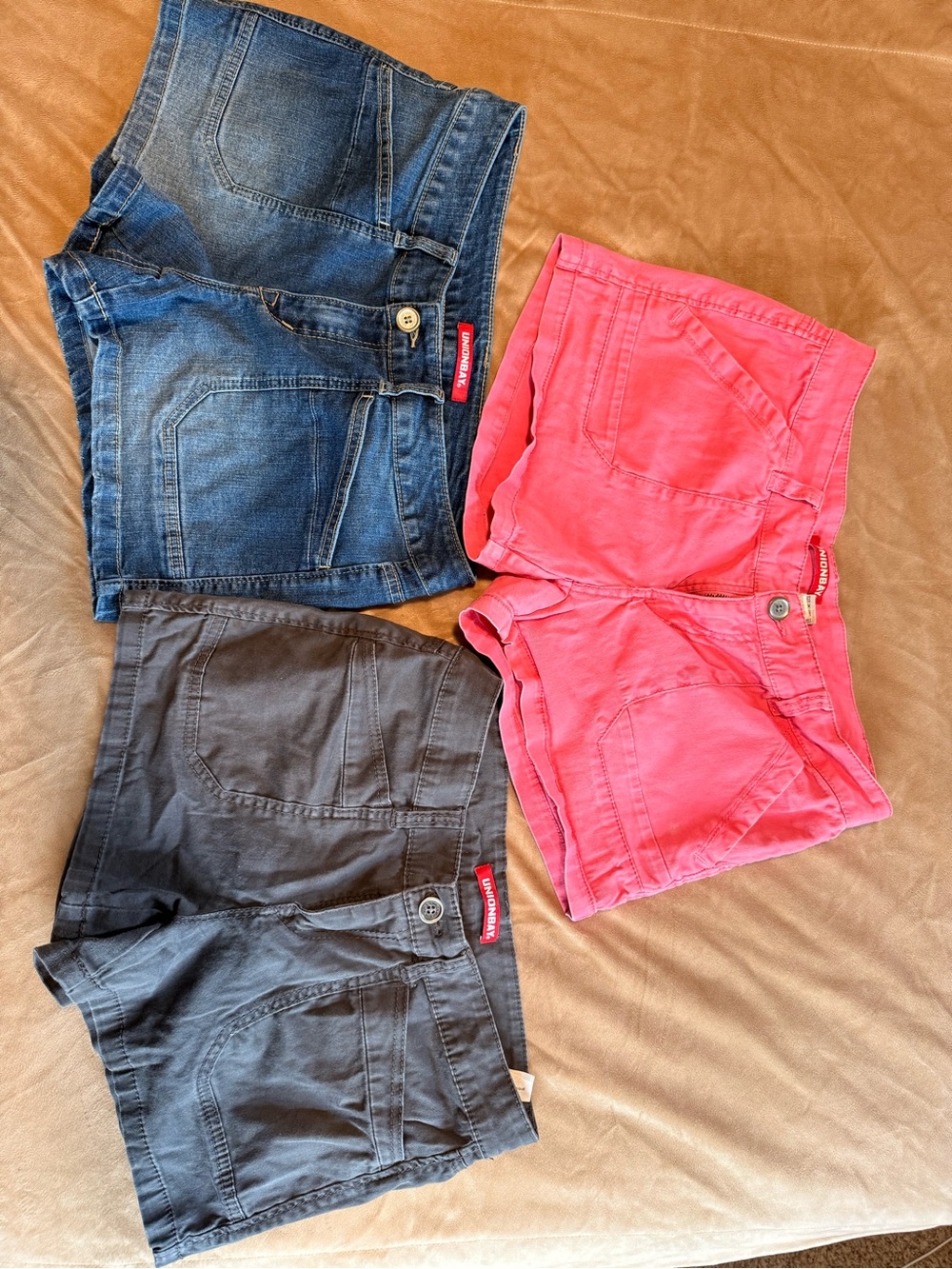 UNIONBAY Women's Shorts Trio in Blue, Pink, and Charcoal
